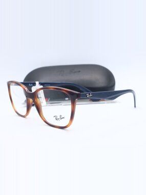 New Ray-Ban 7066 5585 Tortoise Blue Eyeglasses 52mm + Case